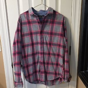 Banana Republic Gray and Red Plaid Casual Shirt